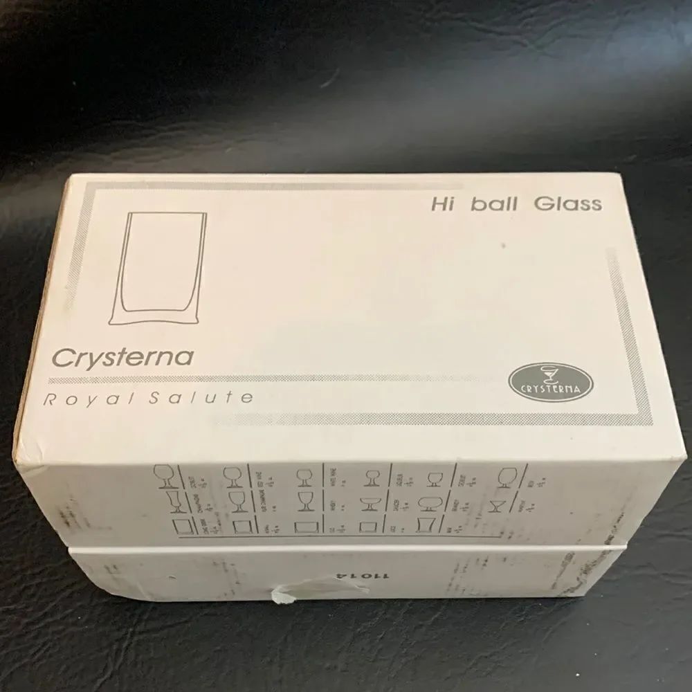 Bangkok Crystal Crysterna Royal Salute Hi Ball Glass Thailand Box 6 10 2/10 Oz